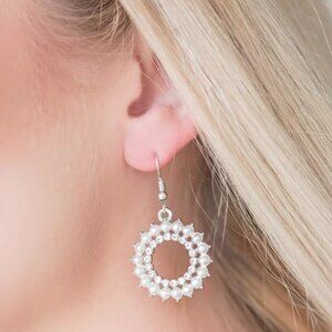 Paparazzi Jewelry Accessories - Wreathed In Radiance - White Earrings - Vintage